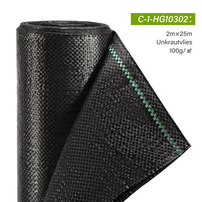 100g/m² Unkrautvlies Reißfestes, 2x25 m, Gartenvlies Schutzvlies, Mulchflies, Bodengewebe (50qm)
