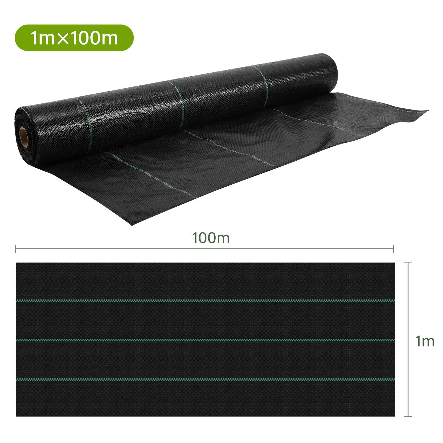 100m2 Unkrautvlies, 100g/m² Gartenvlies, Wasserdurchlässig Reißfest, Unkrautgewebe, Mulchvlies - 1x100m