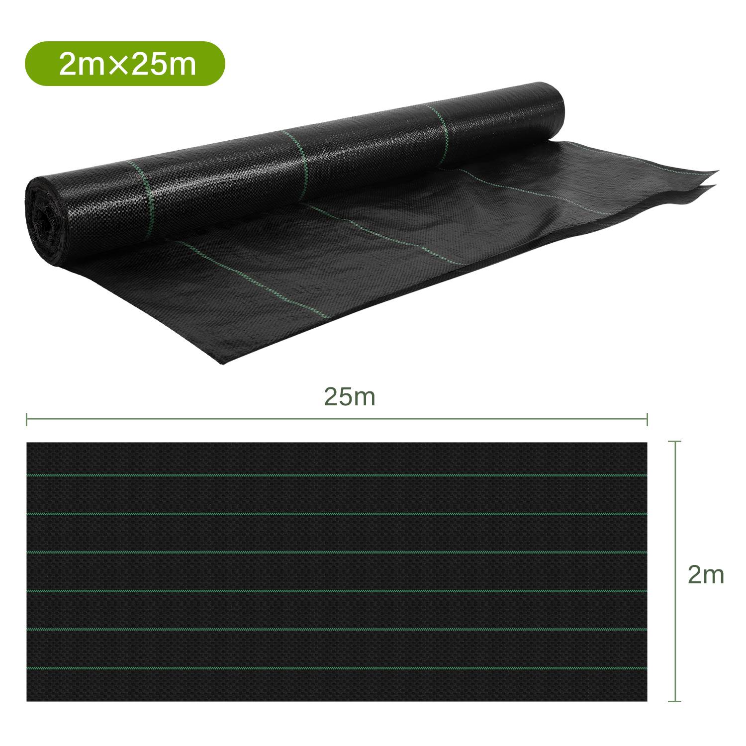 50m2 Unkrautvlies, 100g/m² Gartenvlies, Wasserdurchlässig Reißfest, Unkrautgewebe, Mulchvlies - 2x25m