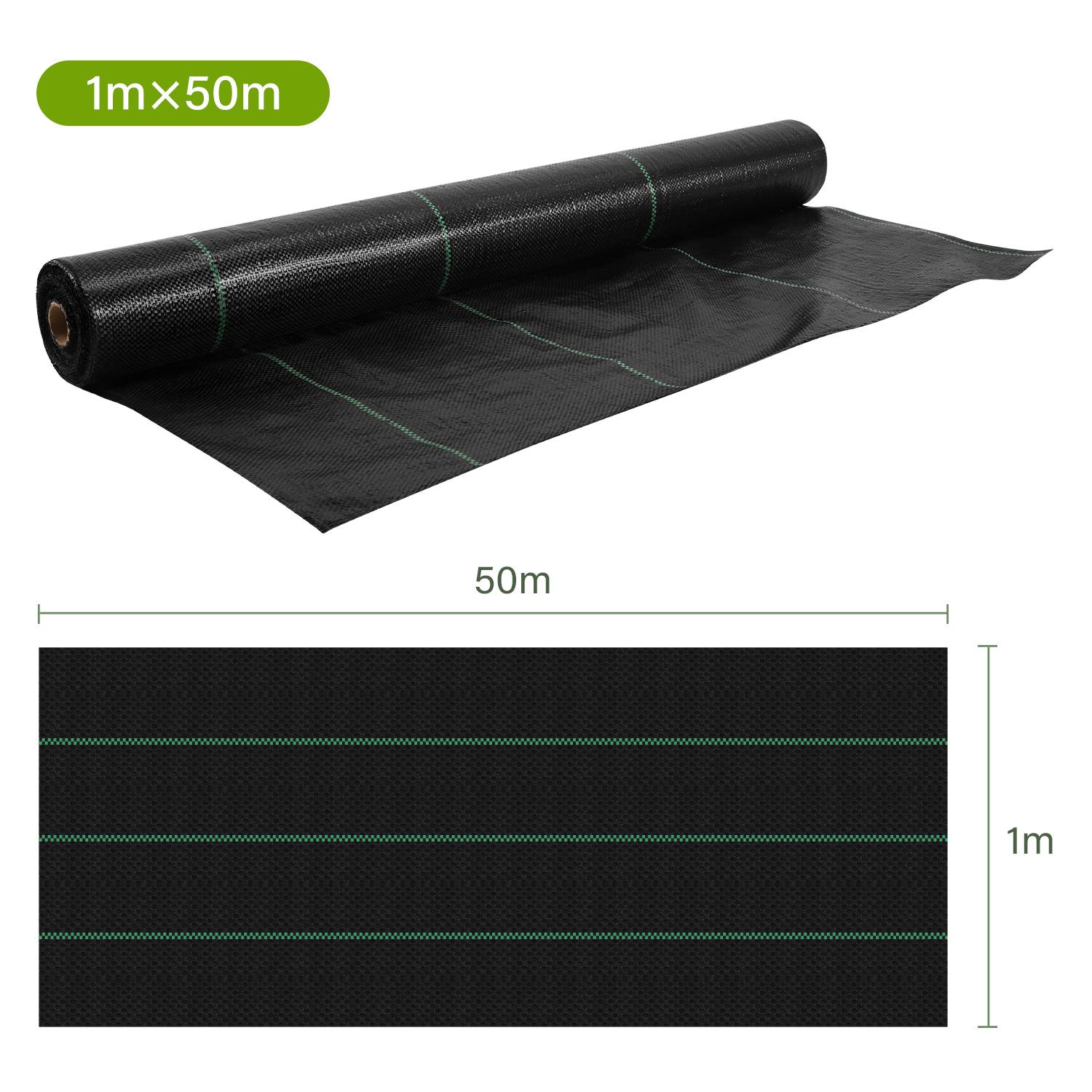 50 m² Unkrautflies Bändchengewebe Unkrautgewebe Mulchflies Mulchgewebe schwarz 1m x 50m
