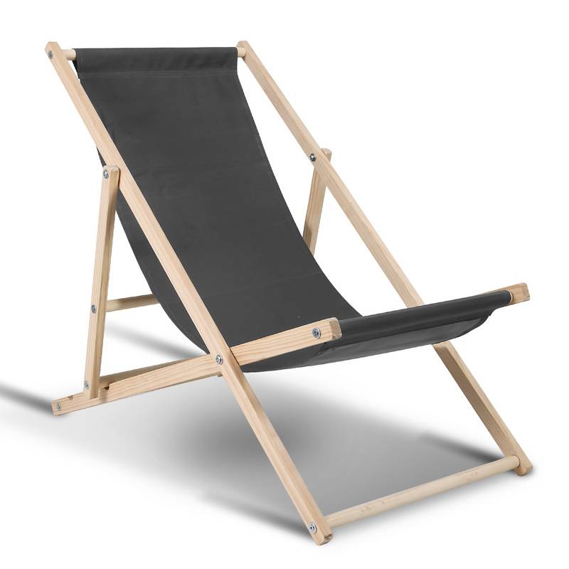 Liegestuhl Gartenstuhl Klappstuhl Kieferholz Holz Klappbar Relax Stoff Deck Grau