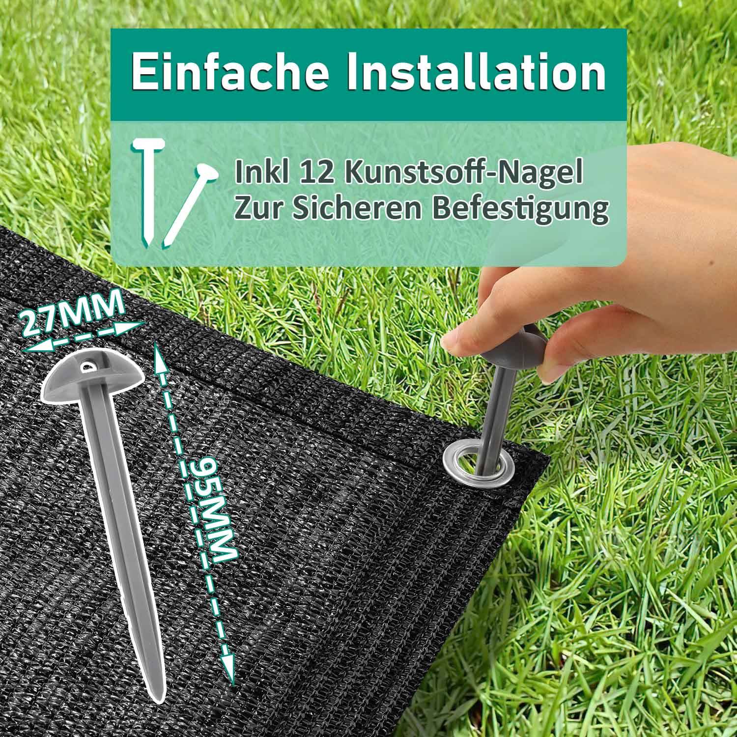 Vorzeltteppich viele Größen,Rasenschutz,Zeltteppich Schwarz,250*600CM