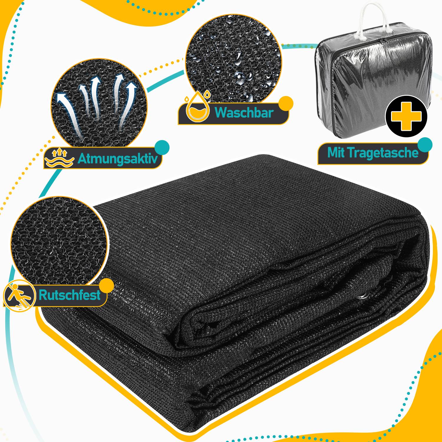 Vorzeltteppich viele Größen,Rasenschutz,Zeltteppich Schwarz,250*600CM