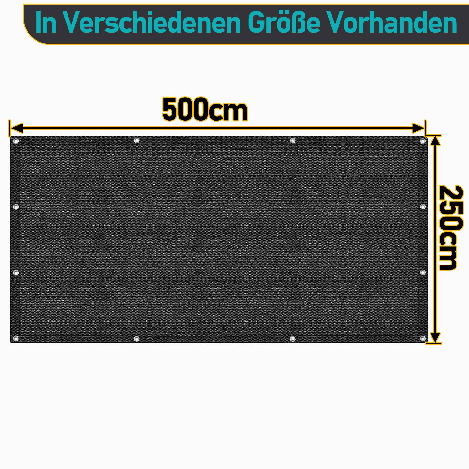 Vorzeltteppich 250x500cm Zeltteppiche mit 13 Nagel und 12 Löchern Camping teppich HDPE Zeltunterlage, Schwarz