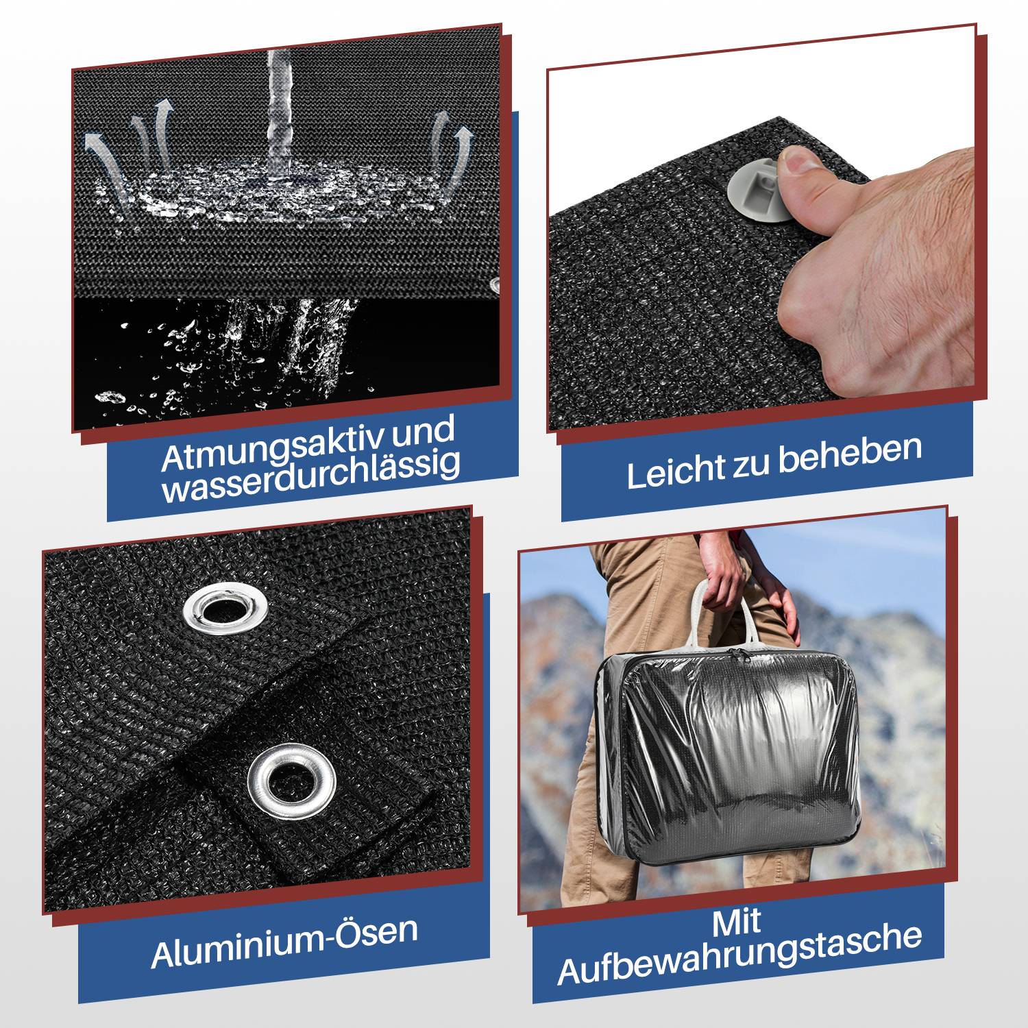 Vorzeltteppich Zelt Teppich viele Größen,Anti-Rutsch,Rasenschutz,Schwarz 3x4m