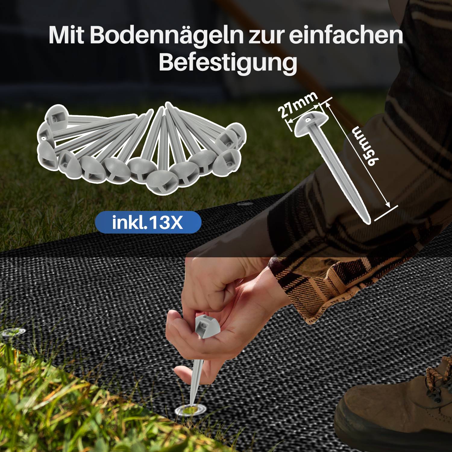 Vorzeltteppich Zelt Teppich viele Größen,Anti-Rutsch,Rasenschutz,Schwarz 2,5x5m