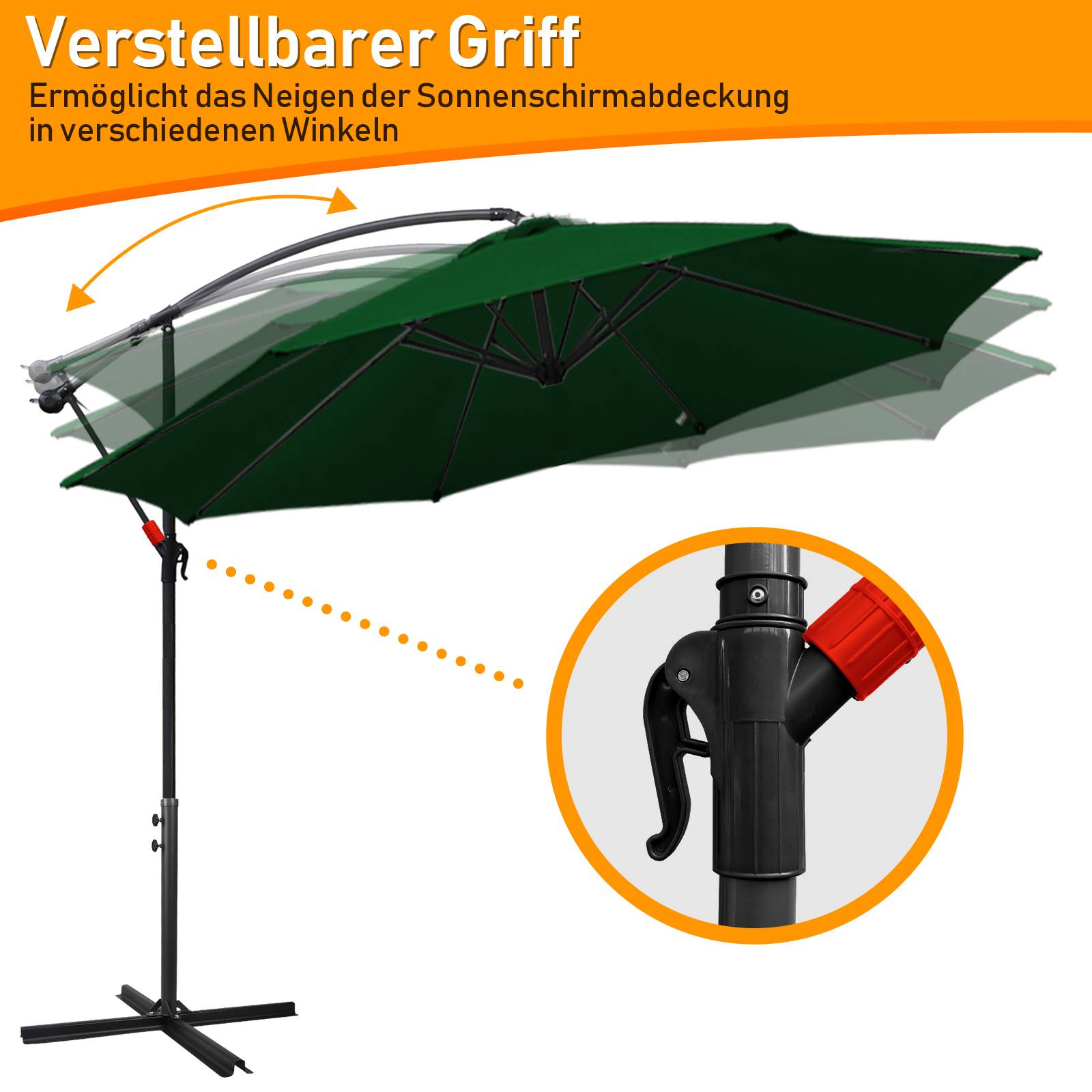 Sonnenschirm Ampelschirm Garten Schirm Pavillon 350 cm - Grün