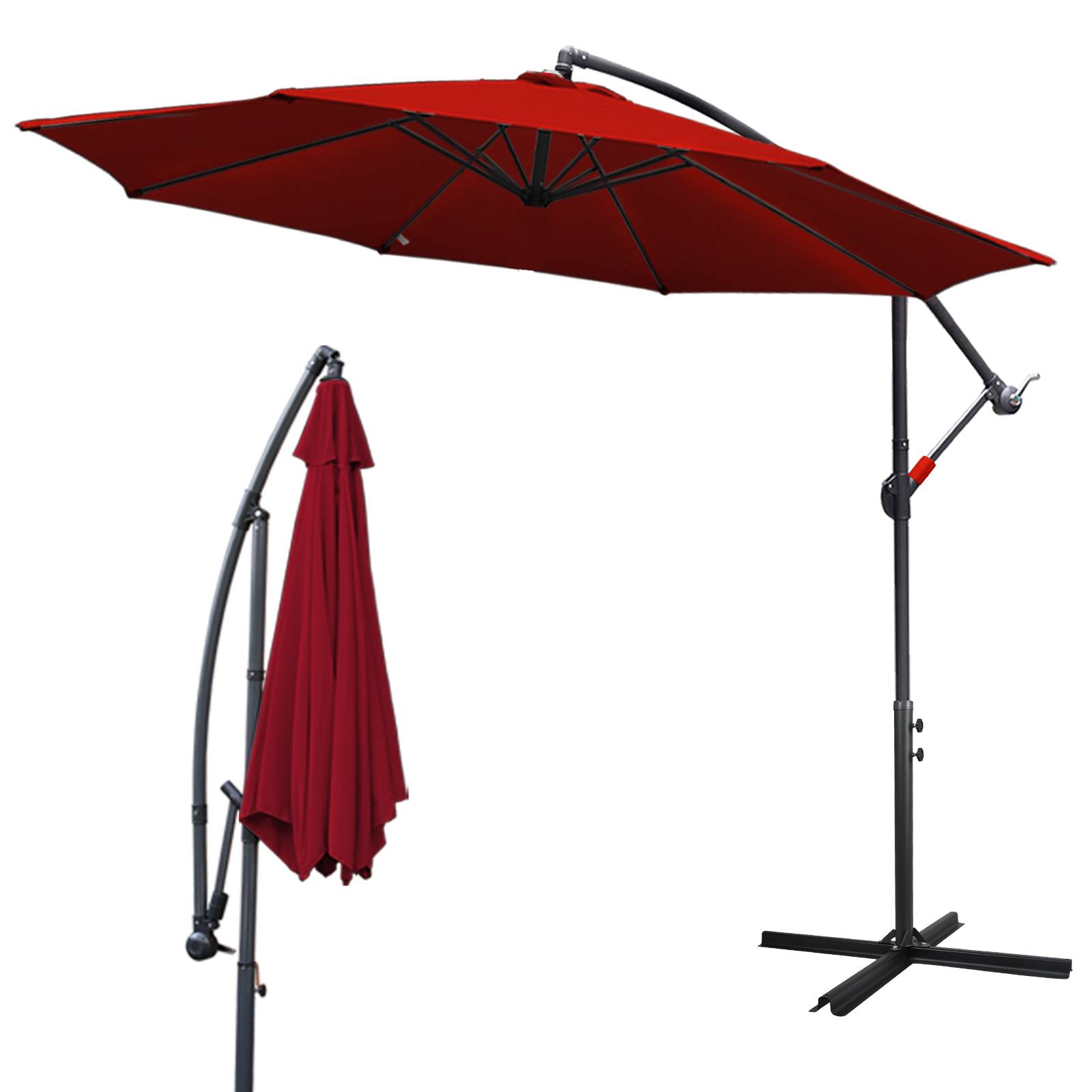 Sonnenschirm Ampelschirm Garten Schirm Pavillon 350 cm - Rot