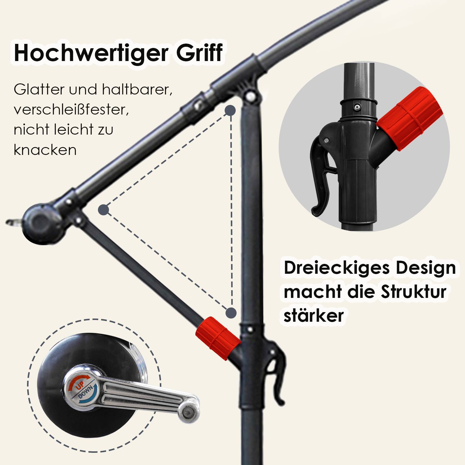 Sonnenschirm Ampelschirm Garten Schirm Pavillon 300 cm - Grau