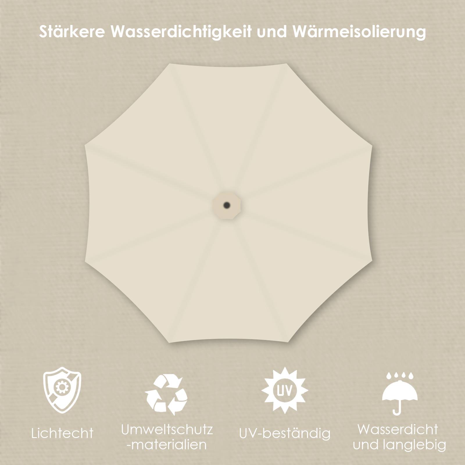360° drehbare Ampelschirm Ø3.5m Sonnenschirm mit Kurbelschirm UV40+ Gartenschirm Marktschirm Beige