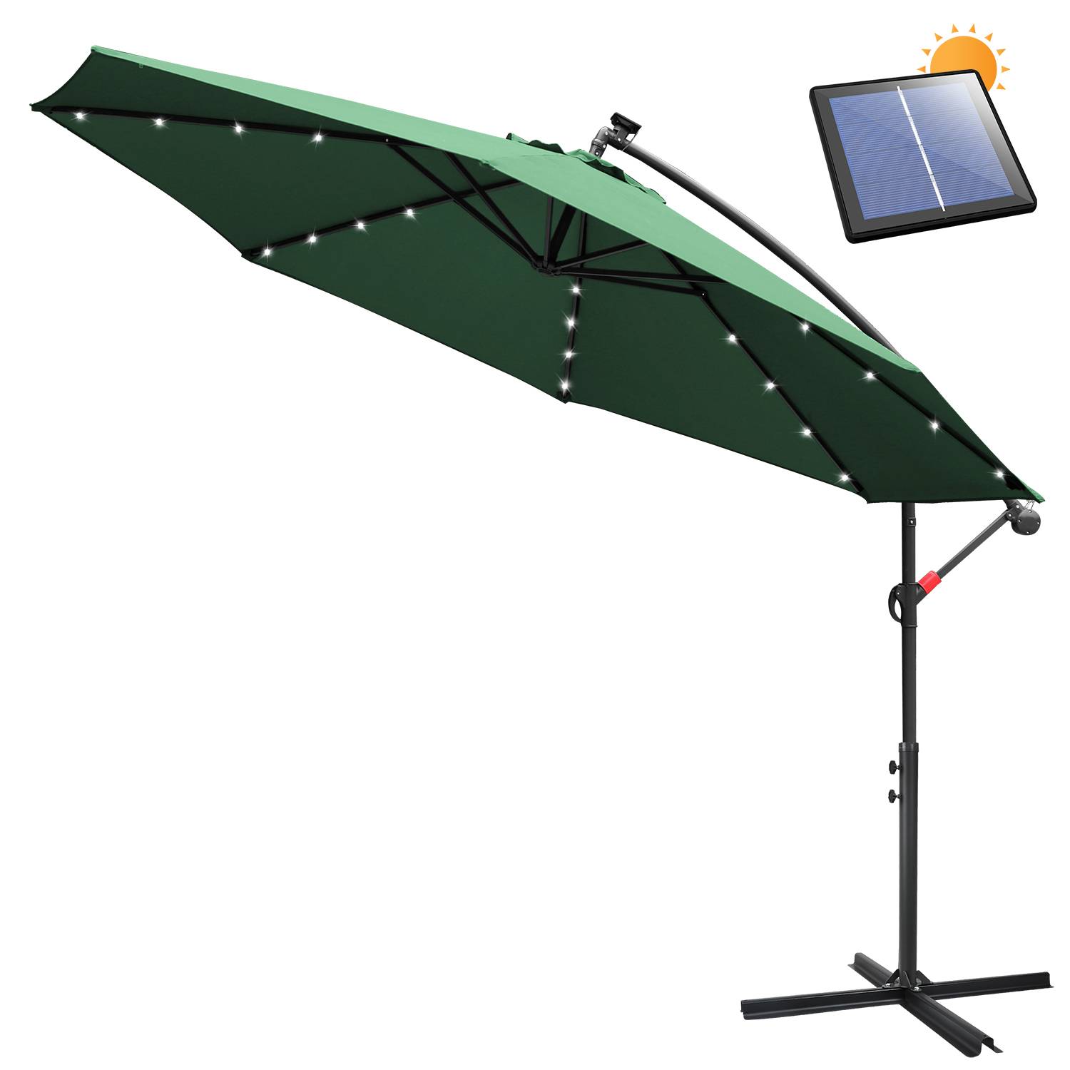 Sonnenschirm Ampelschirm Garten Schirm Pavillon mit LED Beleuchtung 350cm - Grün