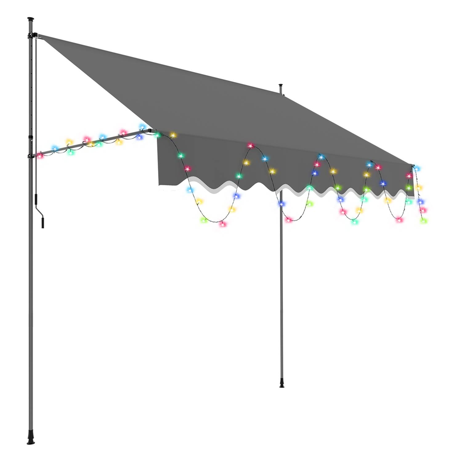 Klemmmarkise Einziehbar Balkonmarkise Markise UV30+ mit LED 2.5M