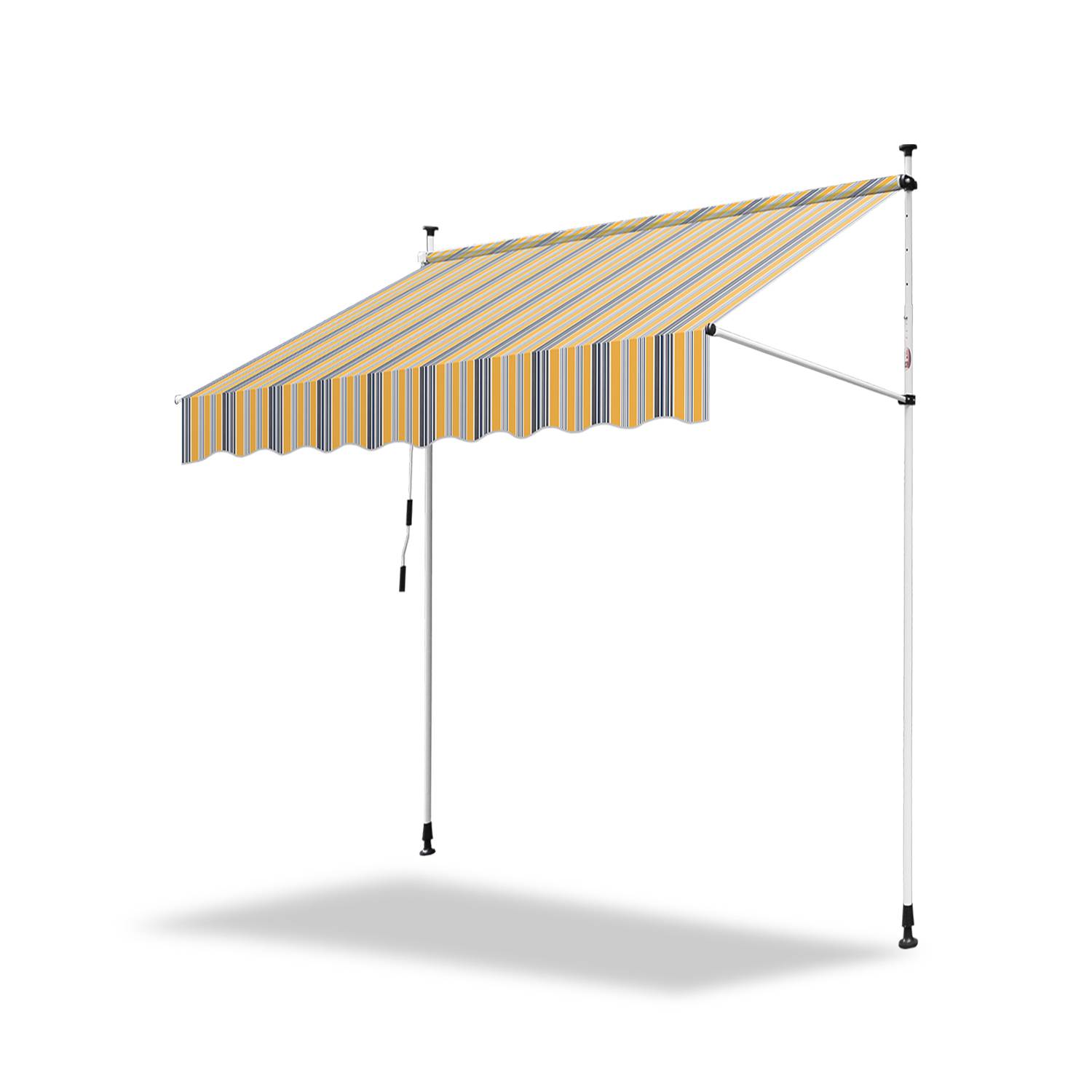 Klemmmarkise Markise Balkon UV-beständig wasserdicht Gelb Blau 250cm