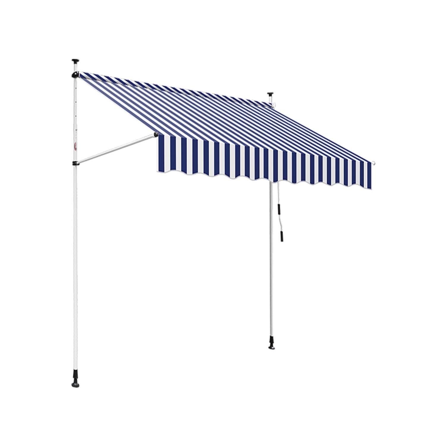 Klemmmarkise Markise Balkon UV-beständig wasserdicht Blau Weiß 250cm