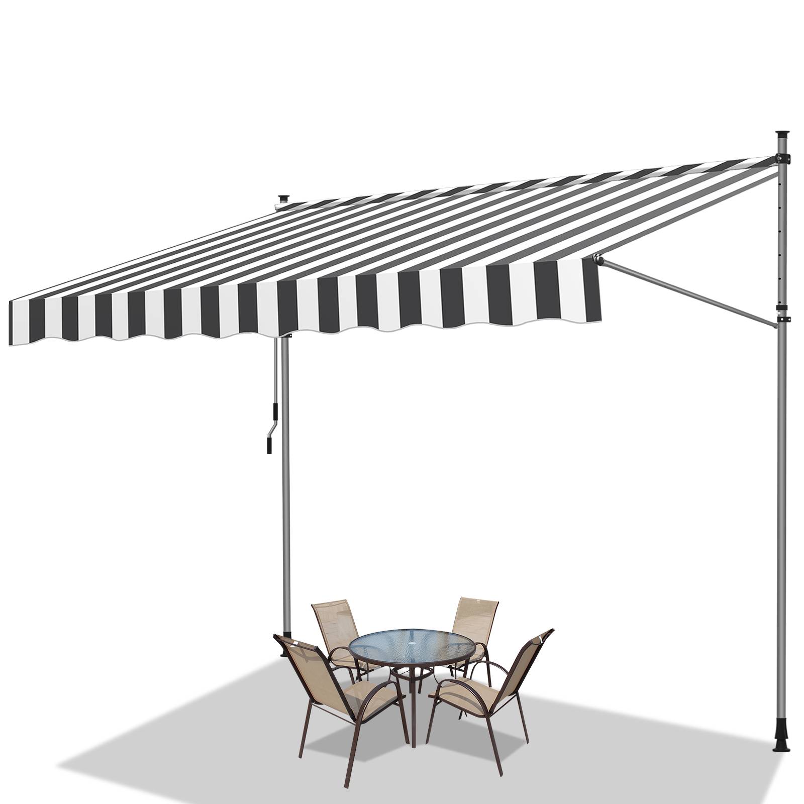 Klemmmarkise Markise Balkon UV-beständig wasserdicht Weiß Grau 350cm