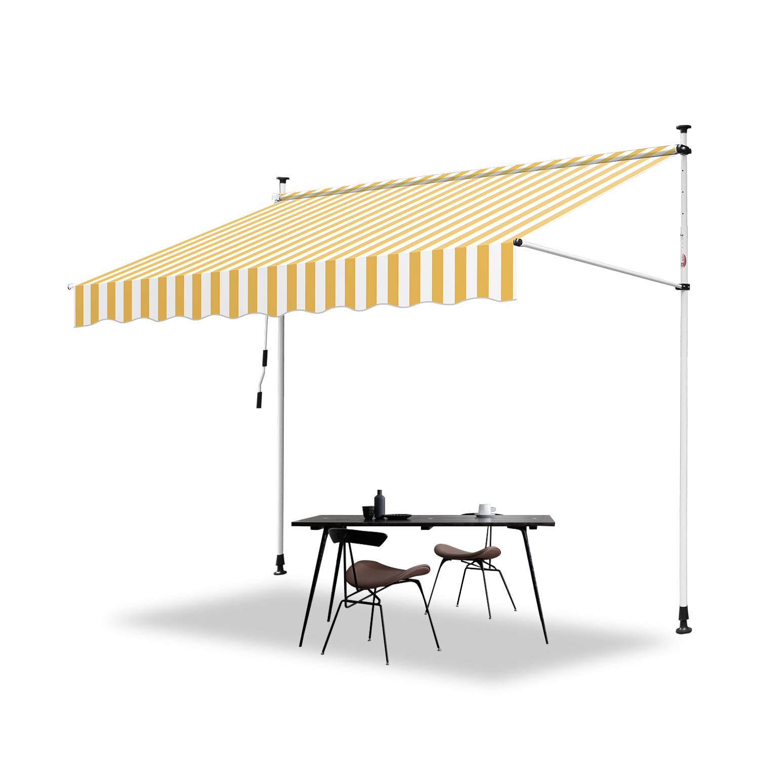 Klemmmarkise Markise Balkon UV-beständig wasserdicht Gelb Weiß 350cm