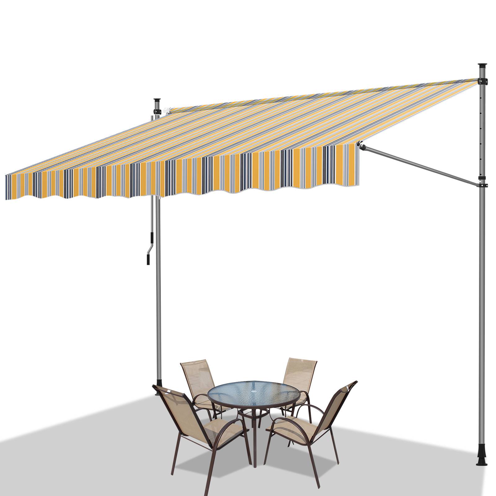 Klemmmarkise Markise Balkon UV-beständig wasserdicht Gelb Blau 350cm