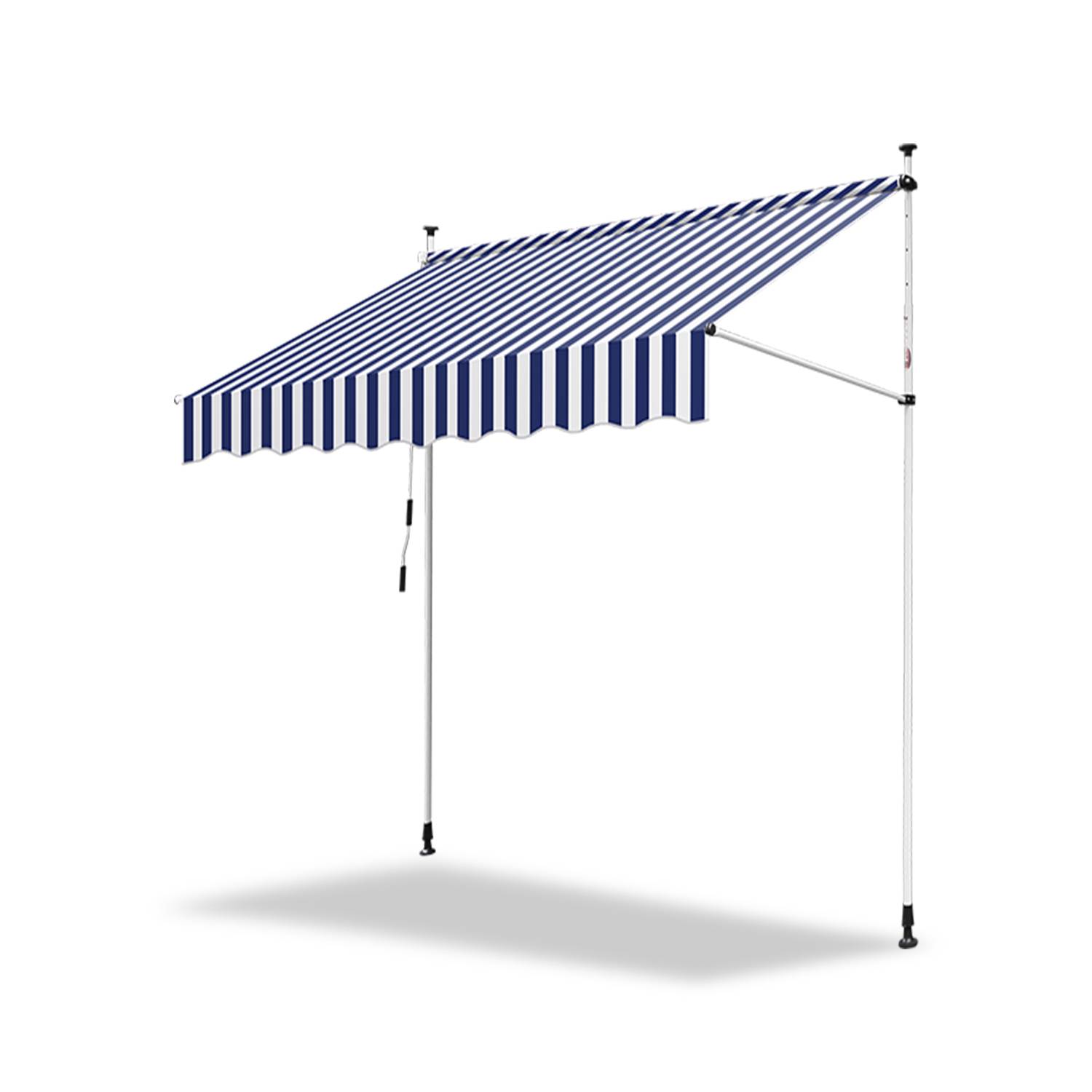 Klemmmarkise Markise Balkon UV-beständig wasserdicht Blau Weiß 400cm