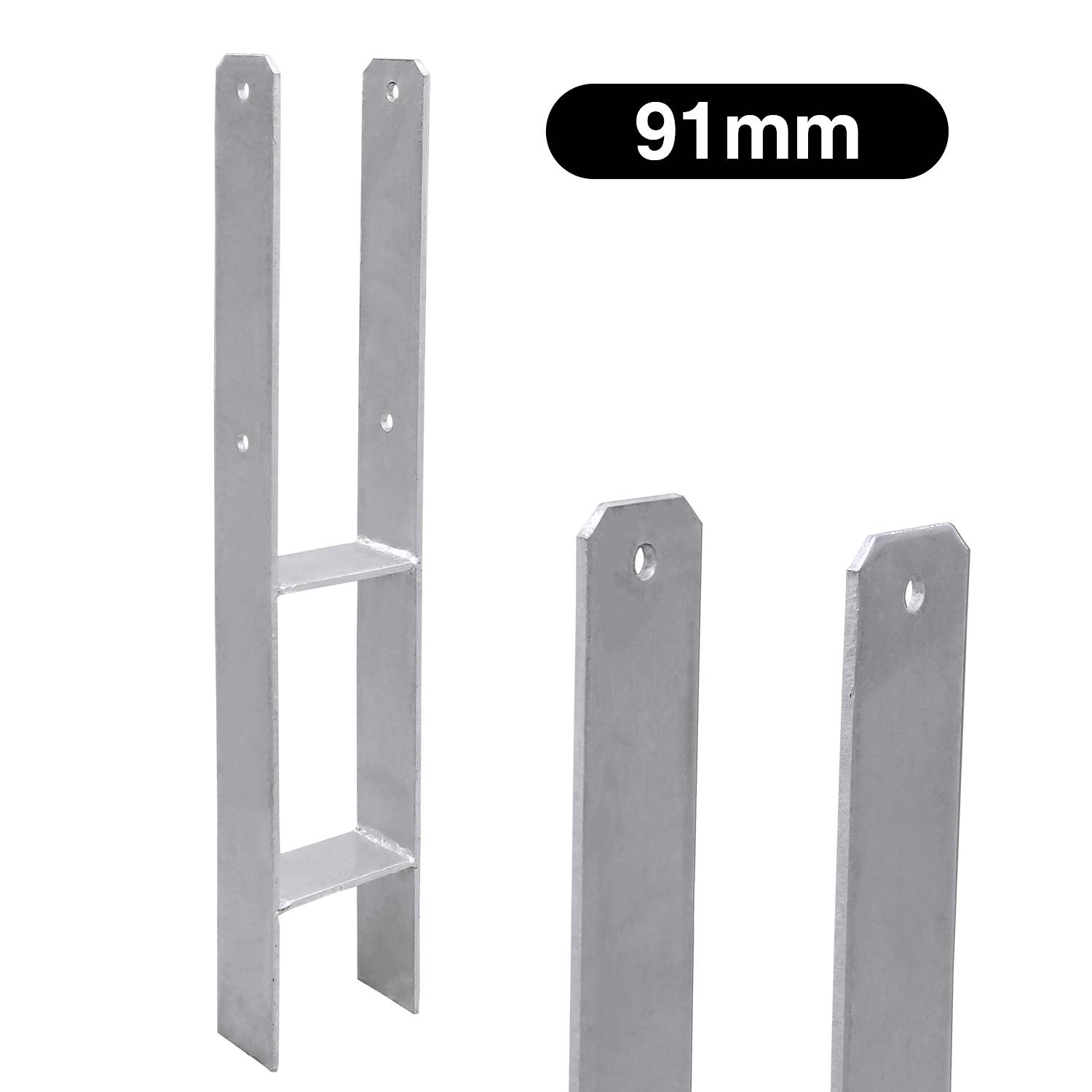 6x Pfostenträger Pfostenanker H-Pfostenanker Einbetonieren Pfostenträger Pfostenhalter 81-141mm 600MM