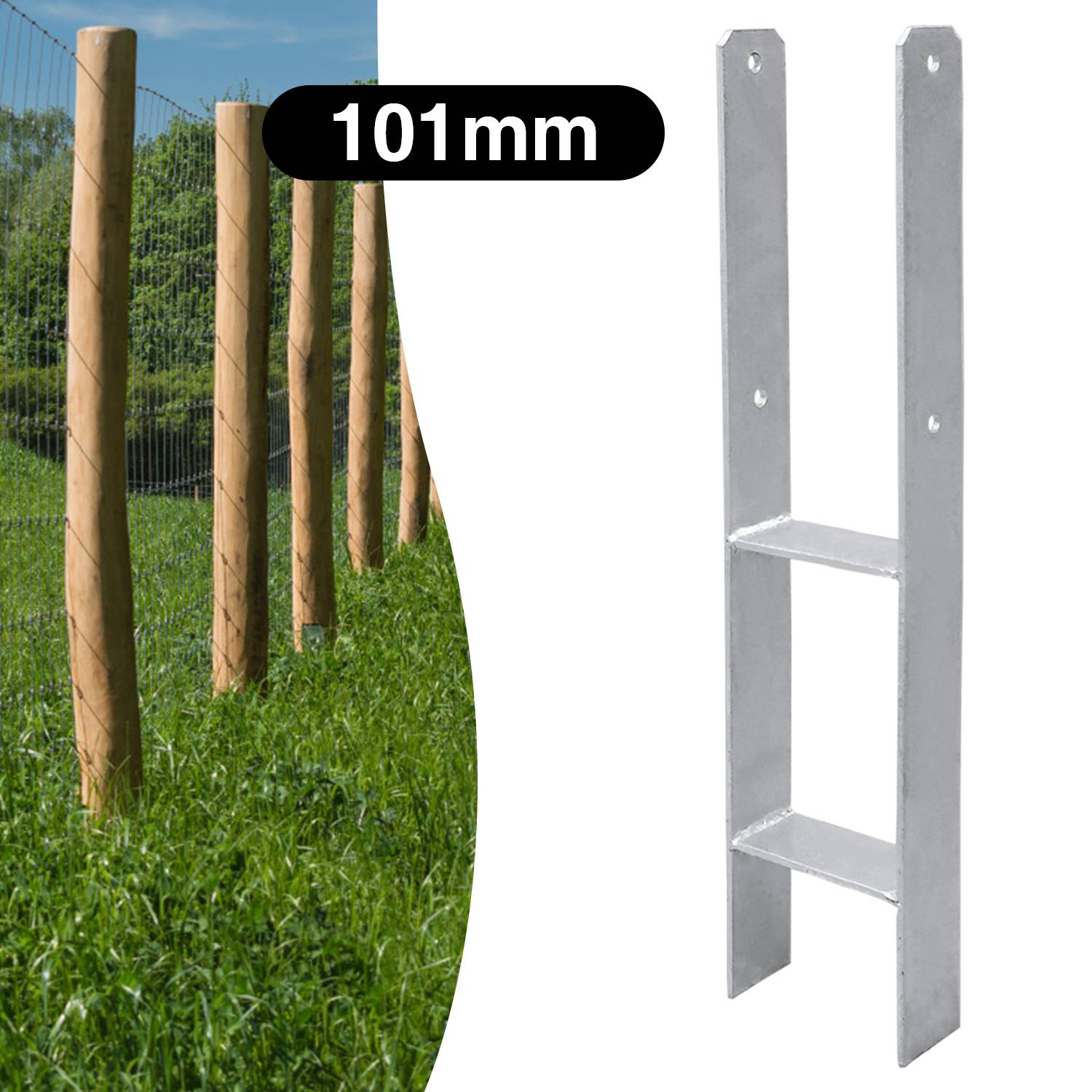 6x Pfostenträger Pfostenanker H-Pfostenanker Einbetonieren Pfostenträger Pfostenhalter 81-141mm 600MM