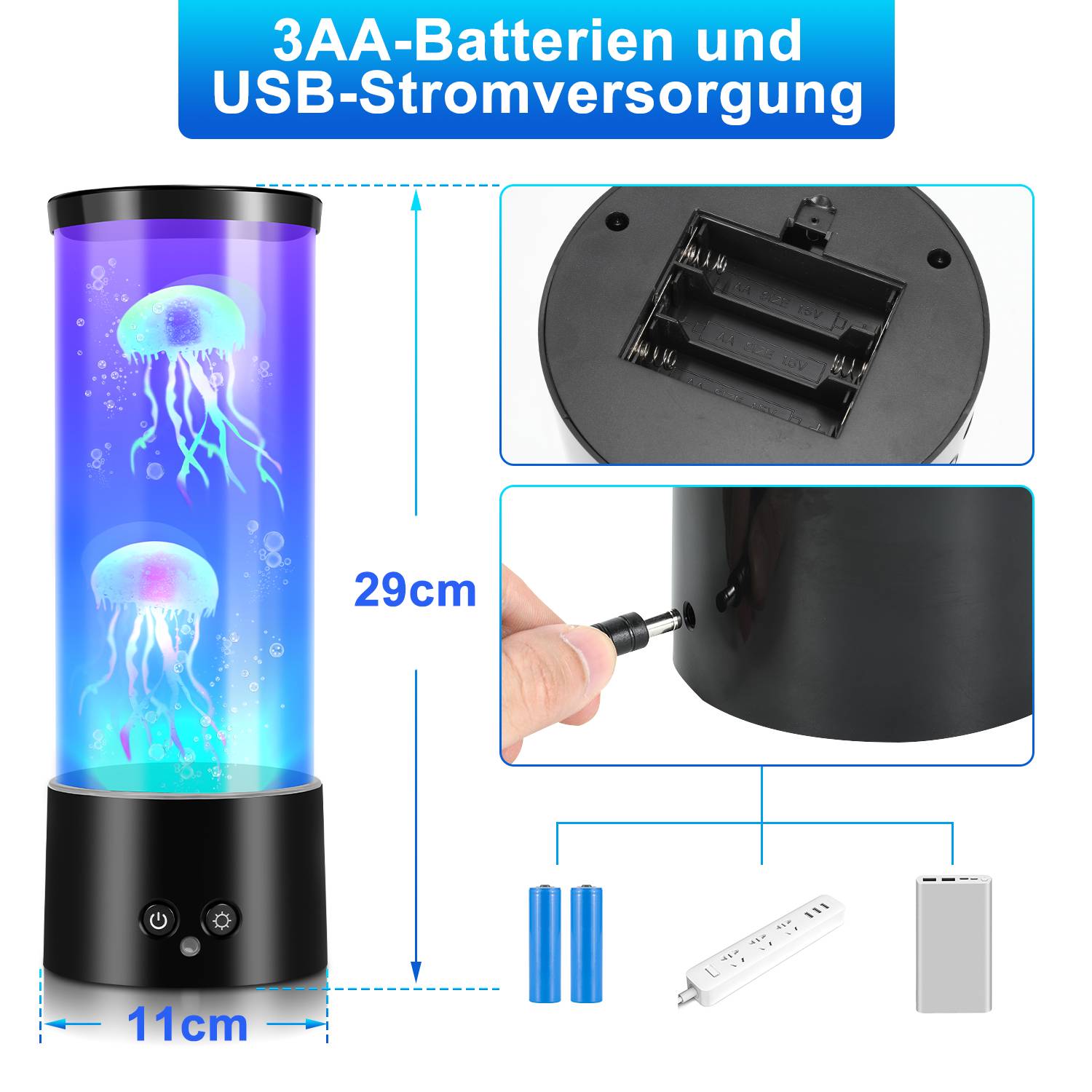 LED Quallen Lampe Lavalampe 12 Farben 4 Lichtmodi Stress-Angst-Entlastung Fernbedienung Heimdekor Lampe Unterwasser-Ozean-Stil Gemütliches Nacht