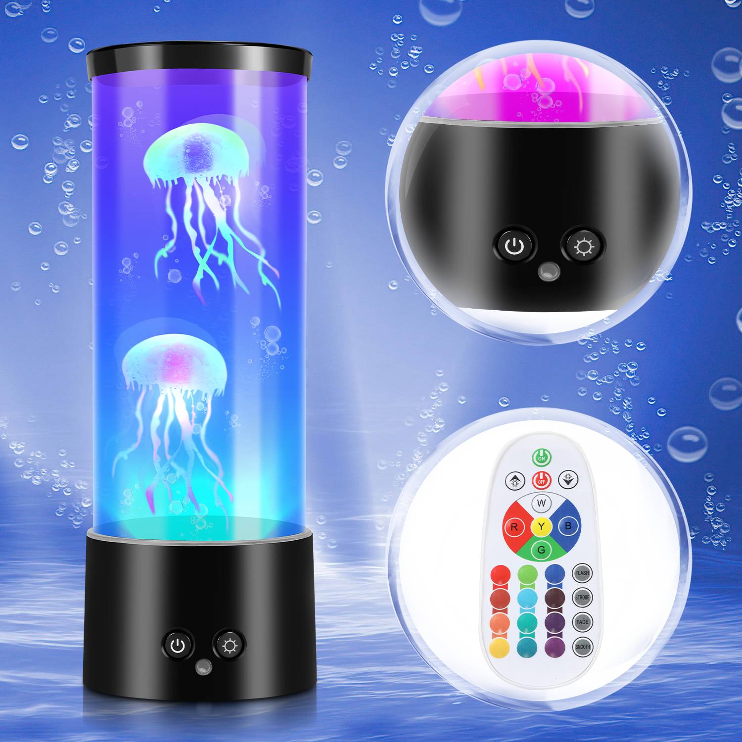 LED Quallen Lampe Lavalampe 12 Farben 4 Lichtmodi Stress-Angst-Entlastung Fernbedienung Heimdekor Lampe Unterwasser-Ozean-Stil Gemütliches Nacht