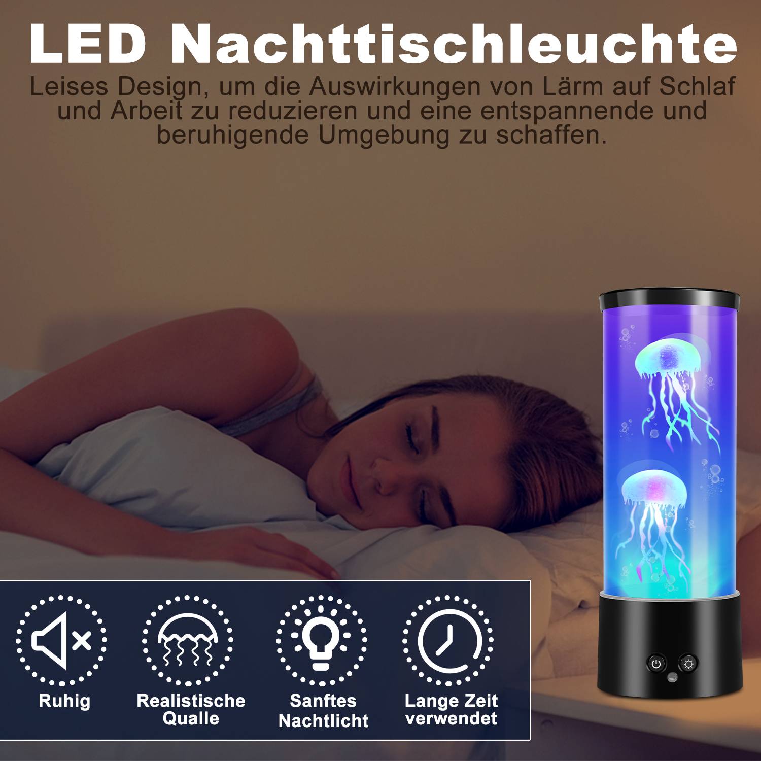 LED Quallen Lampe Lavalampe 12 Farben 4 Lichtmodi Stress-Angst-Entlastung Fernbedienung Heimdekor Lampe Unterwasser-Ozean-Stil Gemütliches Nacht