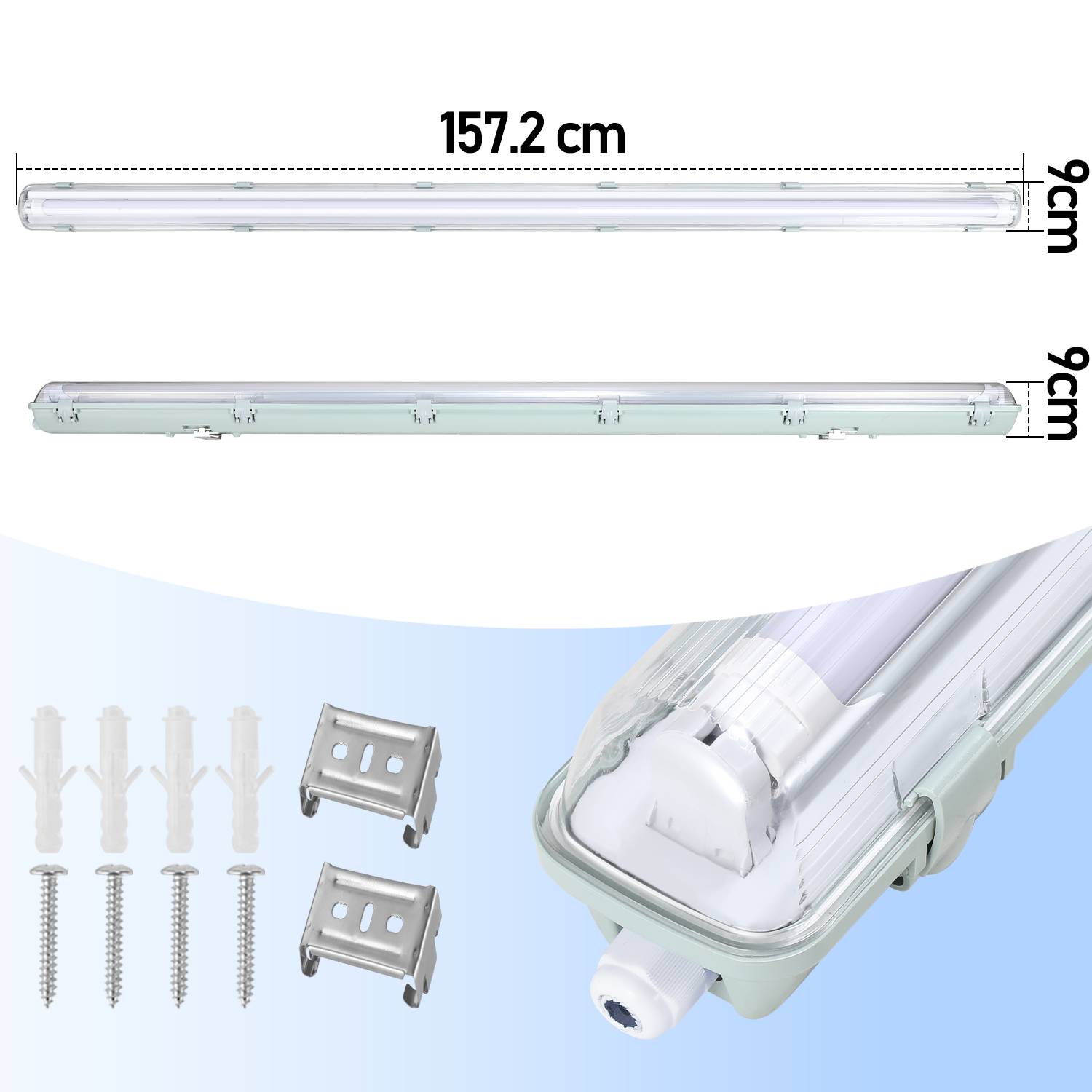 10X LED Feuchtraumleuchte Wannenleuchte 150cm 1 x 24W T8 Röhre Kaltweiß 6500K IP65