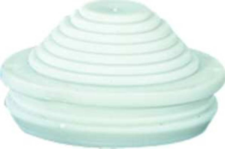 Ein Stapel dünner weißer kreisförmiger Ringe, die eine Kuppelform bilden.