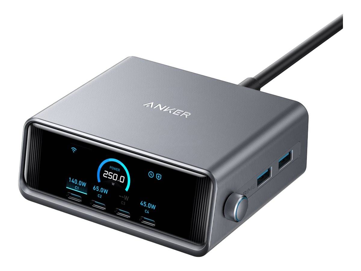ANKER INNOVATIONS - Anker Prime - Netzteil - GaNPrime - 250 Watt - 5 A - 6 Ausgabeanschlussstellen (4 x USB-C, 2 x USB)