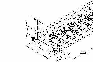 3m Niedax RLVC60.400 Kabelrinne, gelocht, mit angeprägtem Verbinder, 60x400x3000 mm, CITO, Stahl, bandverzinkt DIN EN 10