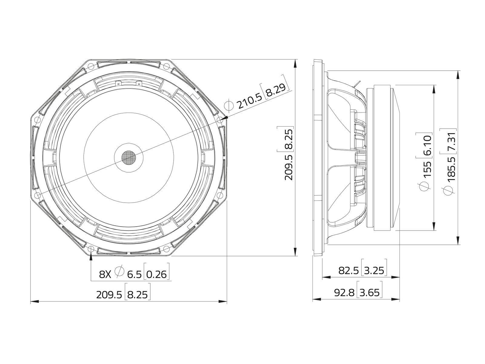 LAVOCE MAF082.00 8 Zoll Woofer, Ferrit, Alukorb