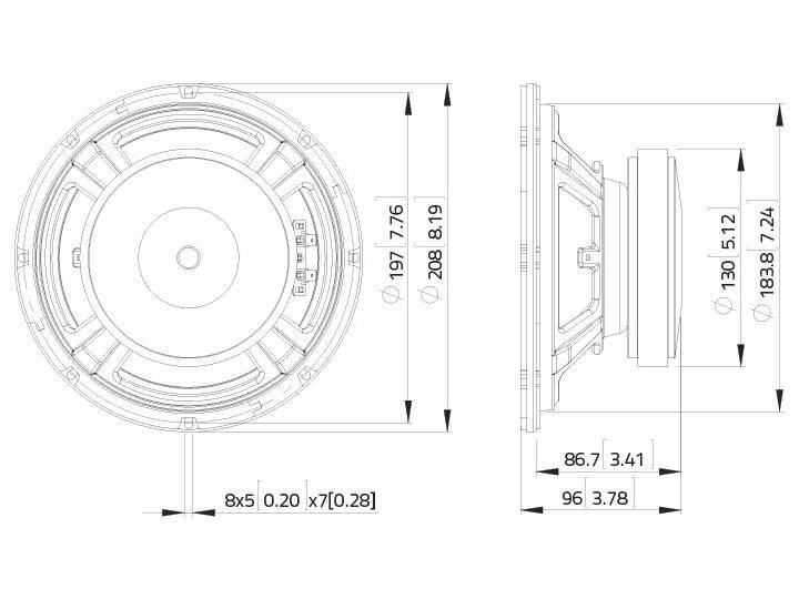 LAVOCE WSF081.82 8 Zoll Woofer, Ferrit, Stahlkorb