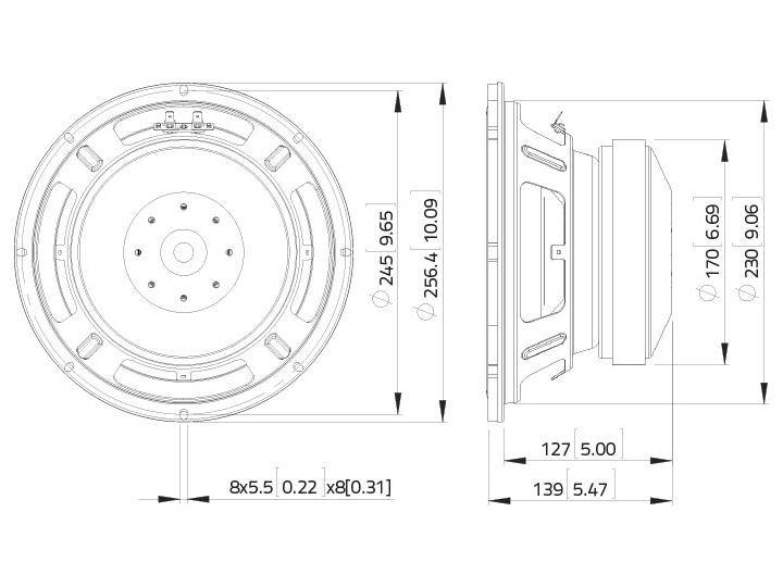 LAVOCE SSF102.50L 10 Zoll Subwoofer, Ferrit, Stahlkorb