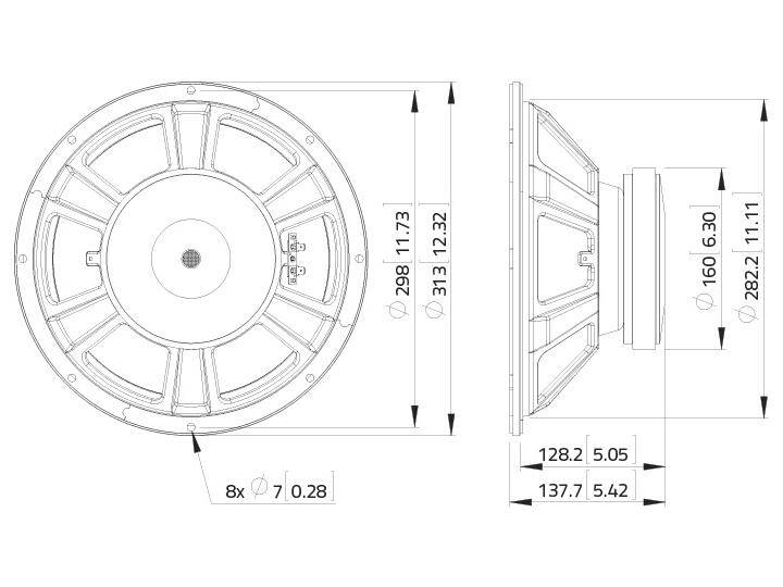 LAVOCE WSF122.50 12 Zoll Woofer, Ferrit, Stahlkorb