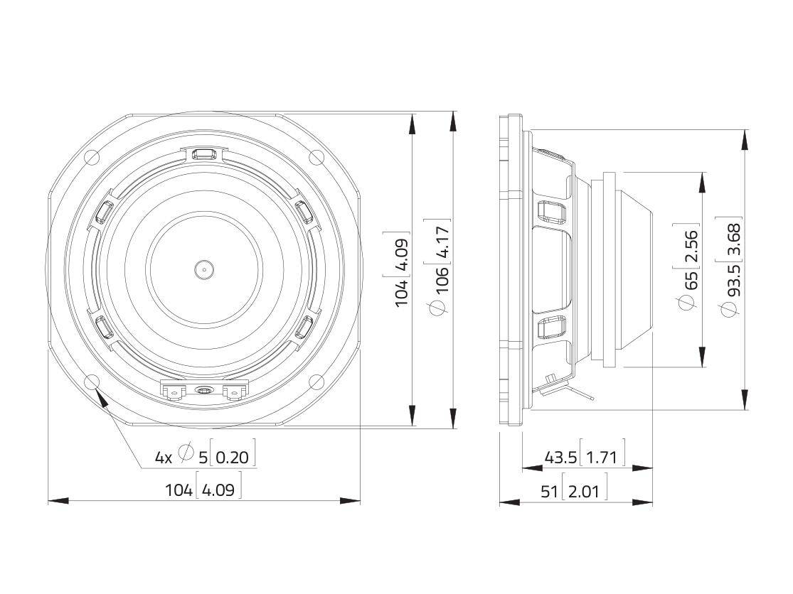LAVOCE FSN041.00-16 4 Zoll Breitbandlautsprecher, Neodym, Stahlkorb