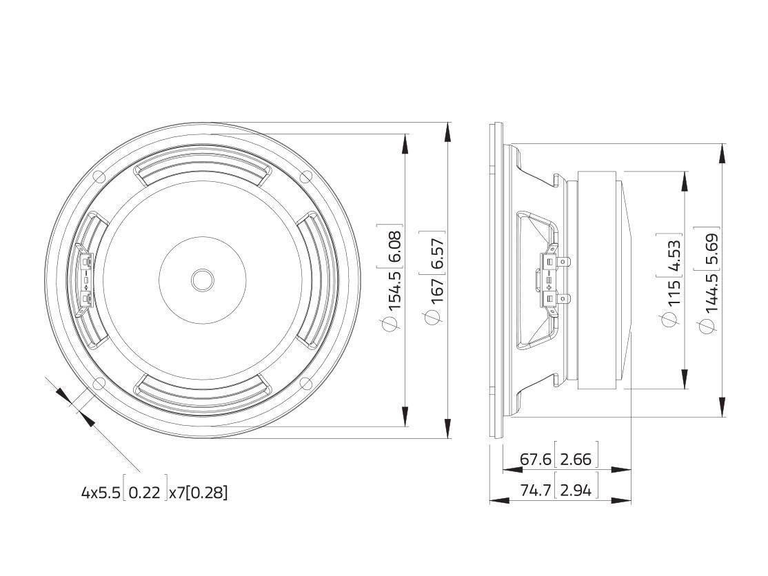 LAVOCE WSF061.52-16 6,5 Zoll Woofer, Ferrit, Stahlkorb