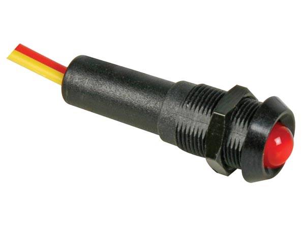 LED-SIGNALLEUCHTE 12 V ROT - SCHWARZES GEHÄUSE