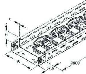 3m Niedax RLVC60.300 Kabelrinne, gelocht, mit angeprägtem Verbinder, 60x400x3000 mm, CITO, Stahl, bandverzinkt DIN EN 10