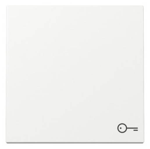 Ein weißes Quadrat mit einem kleinen schwarzen Schlüssellochsymbol in der unteren rechten Ecke, das ein einfaches und modernes Gestaltungselement darstellt.