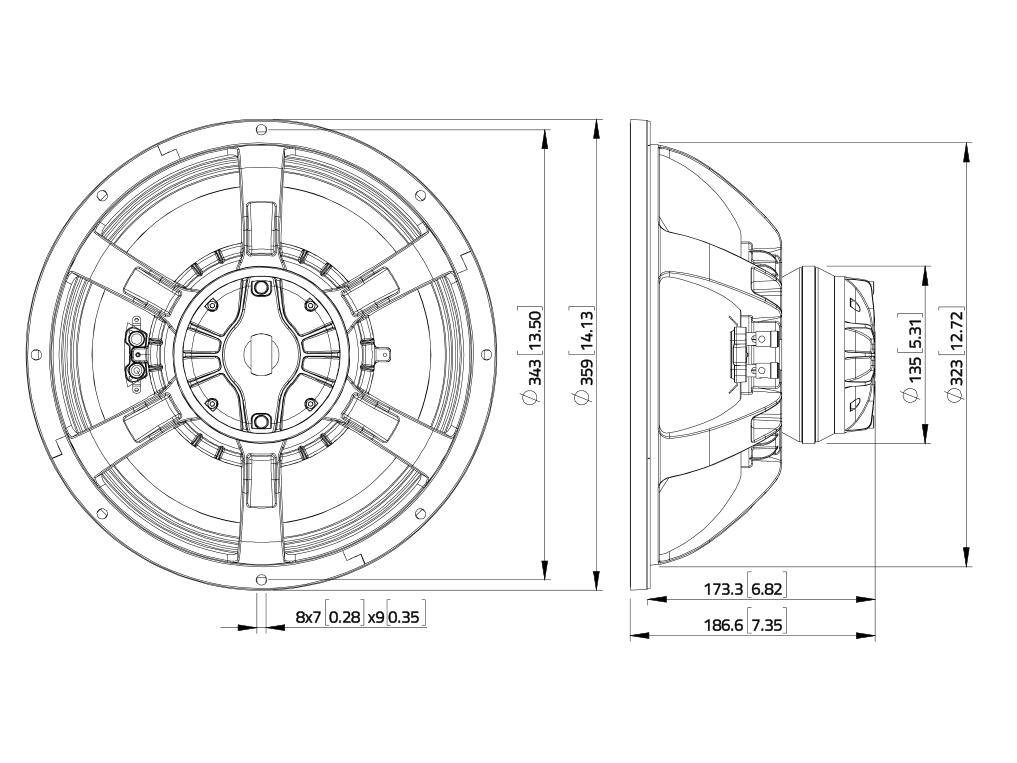 LAVOCE CAN143.00TH 13.5 Zoll Koaxiallautsprecher mit Horn, Neodym, Alukorb