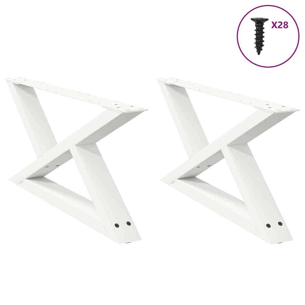 vidaXL Couchtischbeine 2 Stk. Weiß 70x(30-31,3) cm Stahl