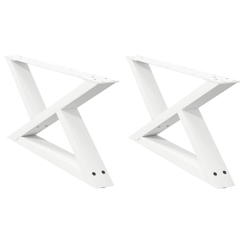 vidaXL Couchtischbeine 2 Stk. Weiß 70x(30-31,3) cm Stahl