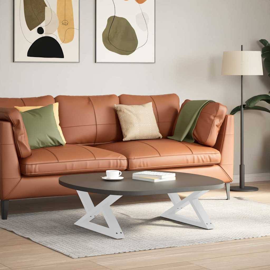 vidaXL Couchtischbeine 2 Stk. Weiß 70x(30-31,3) cm Stahl