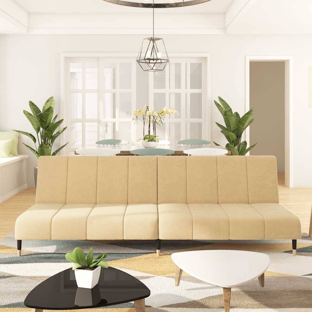 vidaXL Schlafsofa 2-Sitzer Creme Samt