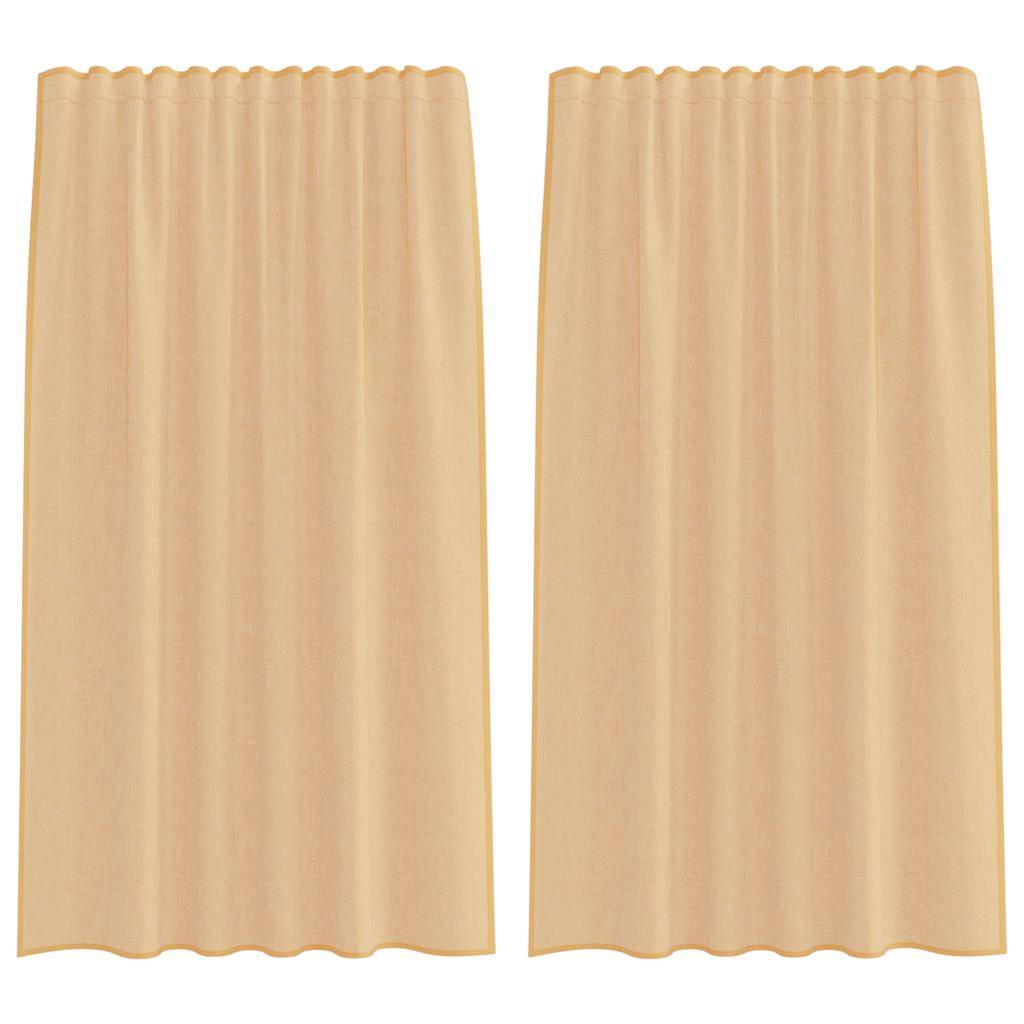 vidaXL Voile Vorhänge mit Stangentaschen 2 Stk. Sandfarbe