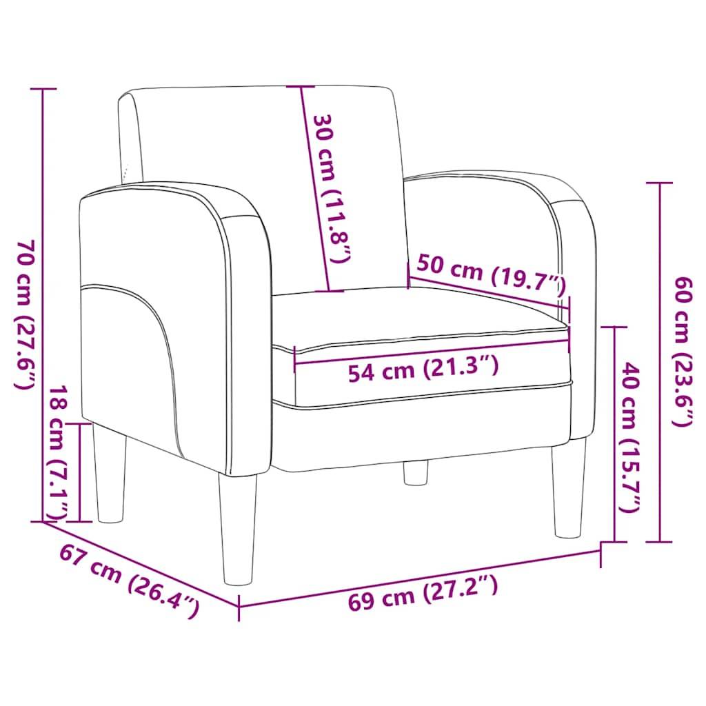 vidaXL Sessel mit Armlehnen Cappuccino-Braun 54 cm Kunstleder