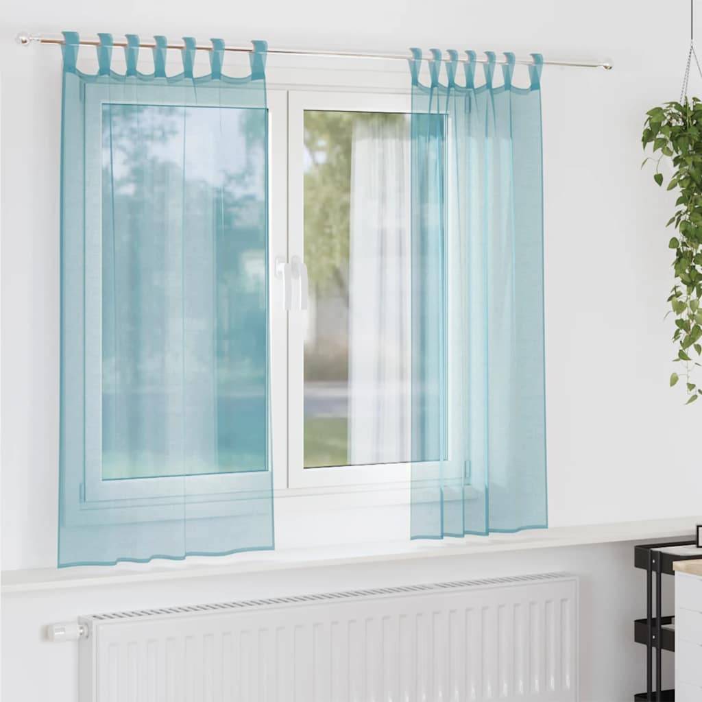 vidaXL Voile Vorhänge mit Schlaufen 2 Stk. Türkis 140x175 cm
