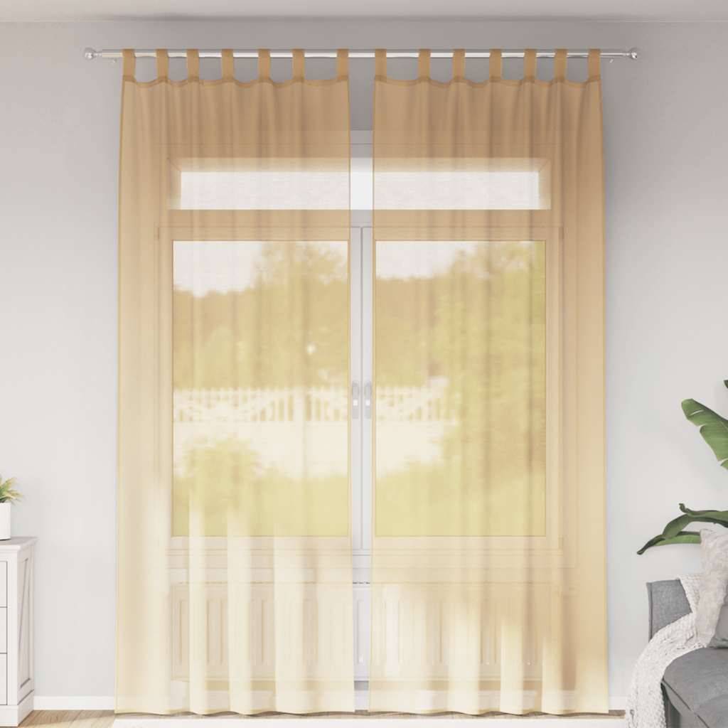 vidaXL Voile Vorhänge mit Schlaufen 2 Stk. Sandfarbe 140x260 cm