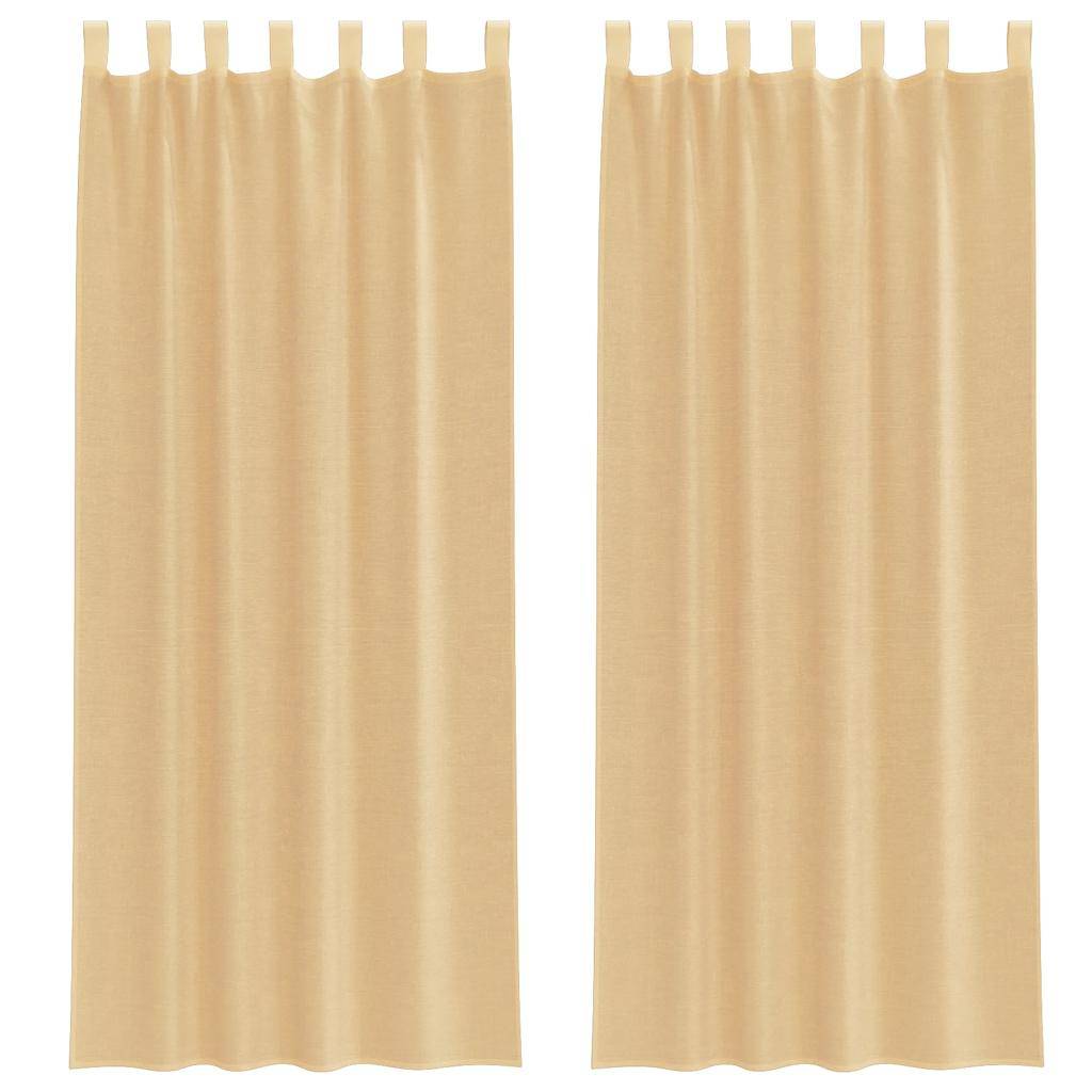 vidaXL Voile Vorhänge mit Schlaufen 2 Stk. Sandfarbe 140x260 cm